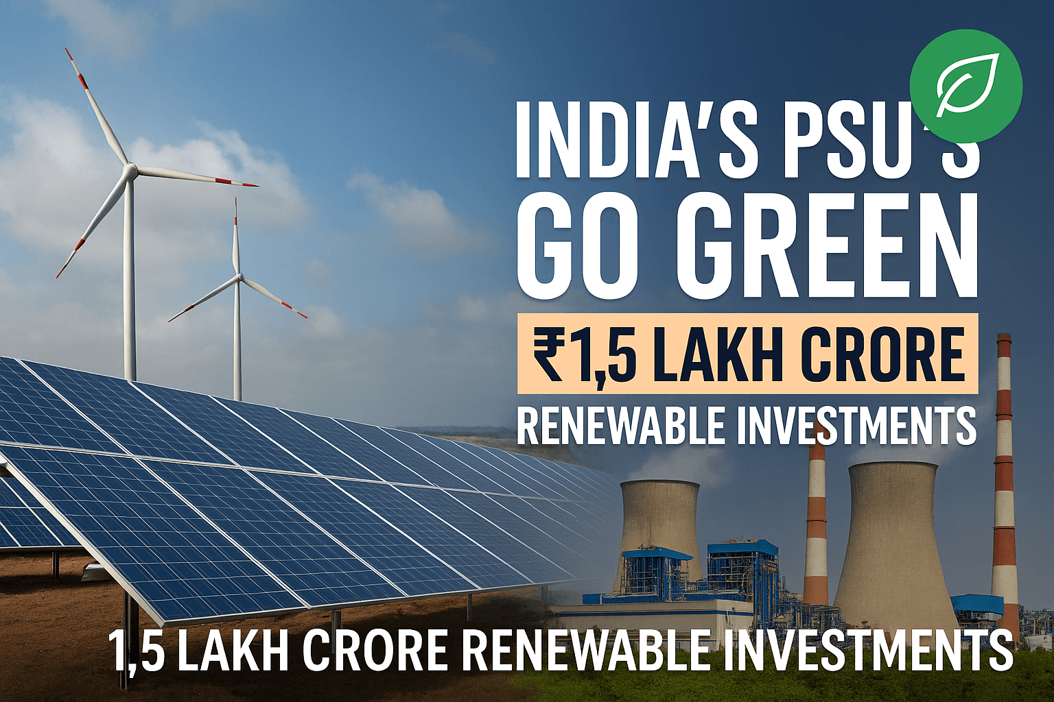 India’s Power PSUs Go Green: NTPC, PFC, REC to Invest Rs 1.5 Lakh Crore in Renewable Projects by 2027