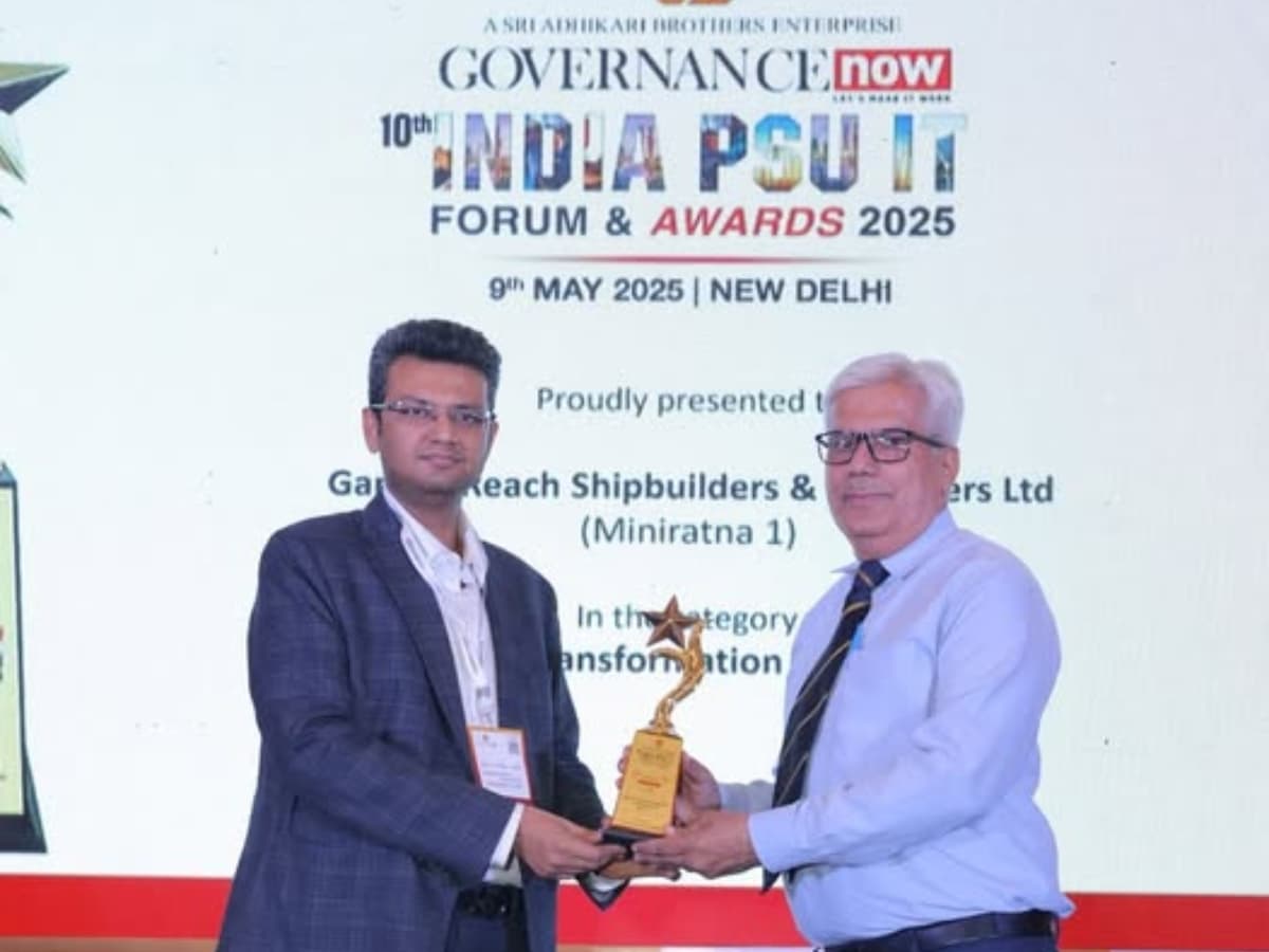 GRSE Honoured with "Digital Transformation Excellence" Award at 10th Governance Now PSU IT Awards