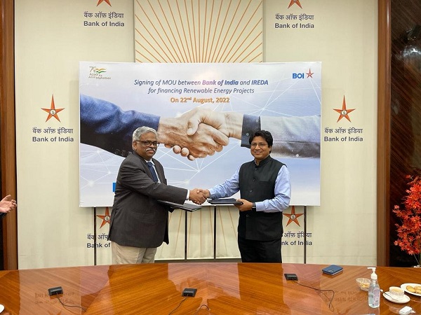 इरेडा ने बैंक ऑफ इंडिया के साथ समझौता ज्ञापन पर किए हस्ताक्षर